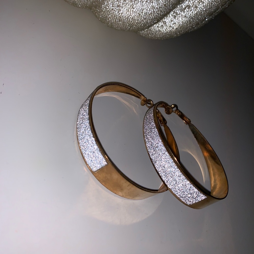 Gold & silver sparkle hoop earrings